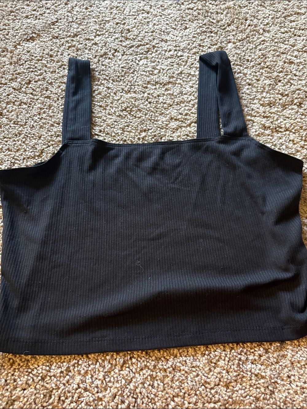 American Eagle Outfitters Black Ribbed Square Neck Crop Tank Top